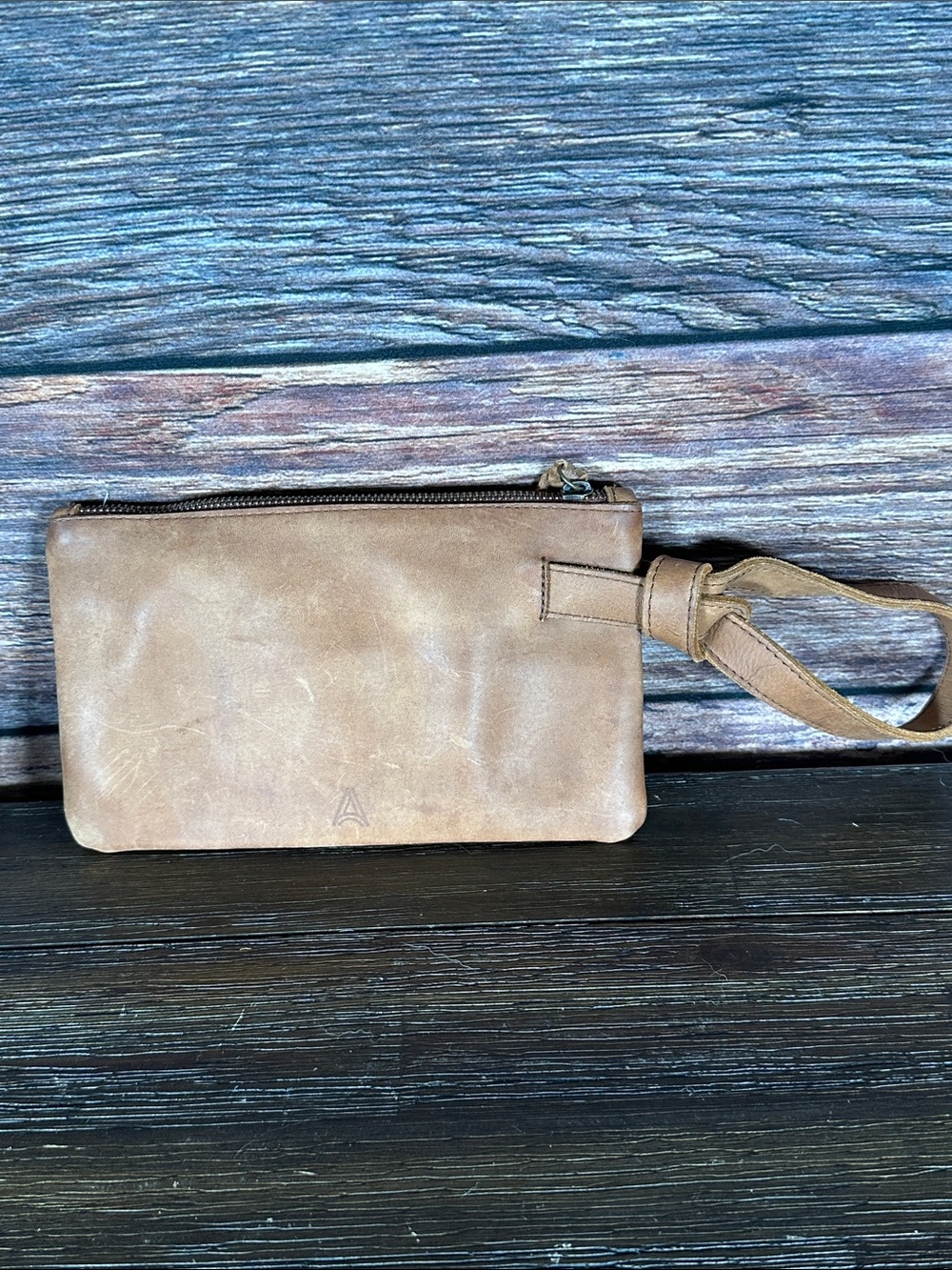 Able Rachel Leather Wristlet Pouch in Light Brown